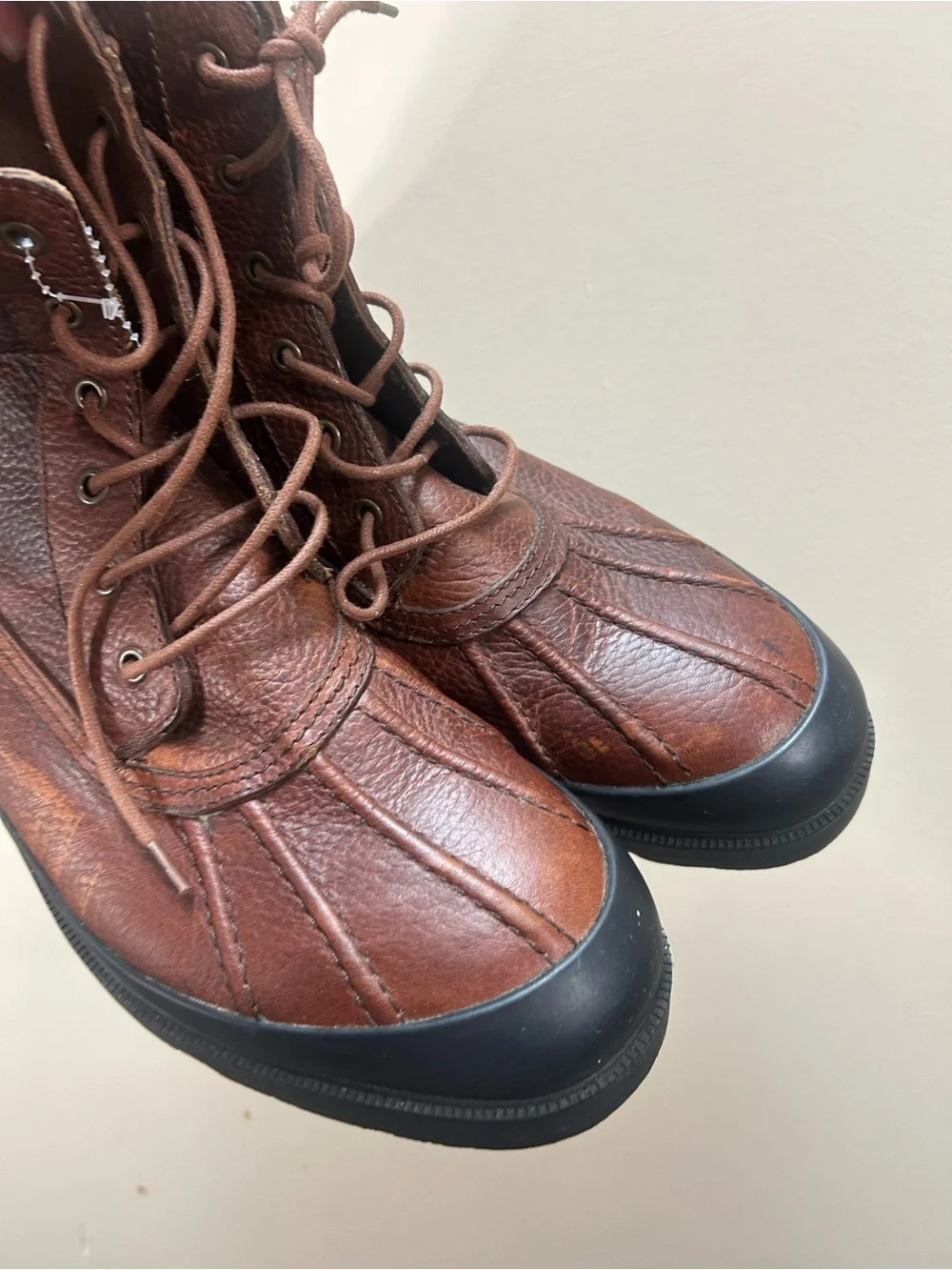 Polo Ralph Lauren Udel Men's Duck Boots Dark Brown Leather Boots Size 12D